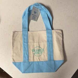 Trader Joe's Blue and Cream Canvas Tote